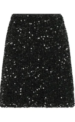 Neo Noir Nederdel - Miva Velvet Sequins - Black