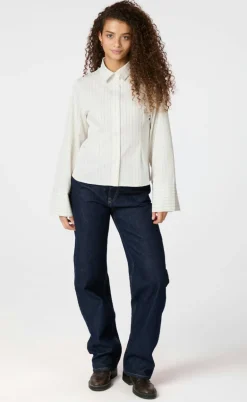 Neo Noir Skjorte - Rosa Pinstripe - White