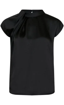 Neo Noir Top - Fleur Drapy Satin - Black