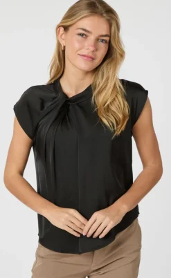 Neo Noir Top - Fleur Drapy Satin - Black