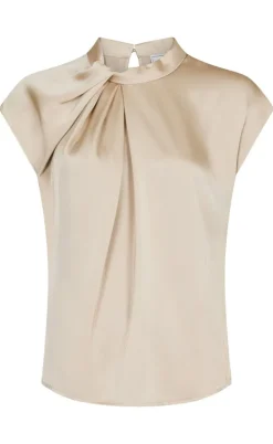 Neo Noir Top - Fleur Drapy Satin - Dark Sand