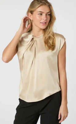 Neo Noir Top - Fleur Drapy Satin - Dark Sand