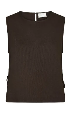 Neo Noir Top - Svetlana Linen - Dark Brown