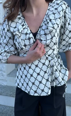 Noella Bluse - Kolina - Ivory Black