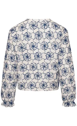 Noella Bluse - Krisina - White Blue Combo