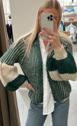 Noella Cardigan - Liana - Beige/Bottle Green