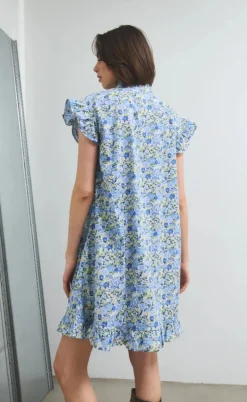 Noella Kjole - Sally - Blue/Yellow Flower