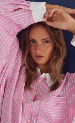 Noella Skjorte - Lakelynn - Carsyn Pink Stripe