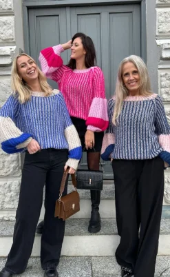 Noella Sweater - Liana - Cream/Cobalt Blue