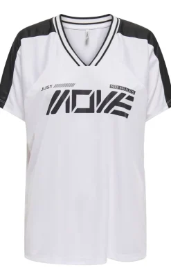 ONLY Bluse - Bella Sport V-Neck - Bright White/Move In Black