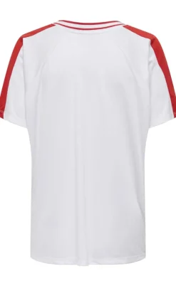 ONLY Bluse - Bella Sport V-Neck - Bright White/Move In Red