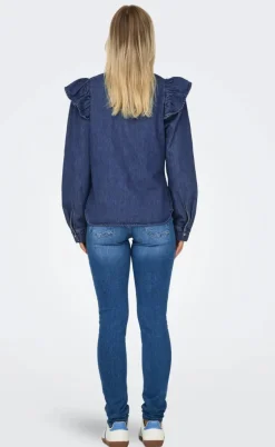 ONLY Bluse - Indigo - Dark Blue Denim
