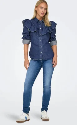 ONLY Bluse - Indigo - Dark Blue Denim