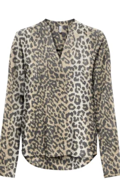 ONLY Bluse - Nova L/S Josie - Timber Wolf w. Wildlife