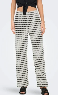 ONLY Bukser - Eva Stripe - Cloud Dancer/Black