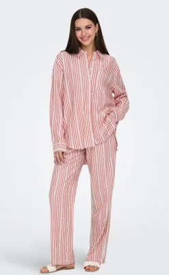 ONLY Bukser - Windy Life - Cloud Dancer w. High Risk Red/Black