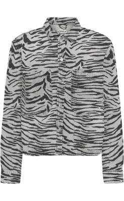 ONLY Jakke - Cassie - Light Grey Denim Zebra