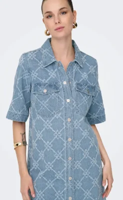 ONLY Kjole - Belle Print - Light Blue Denim