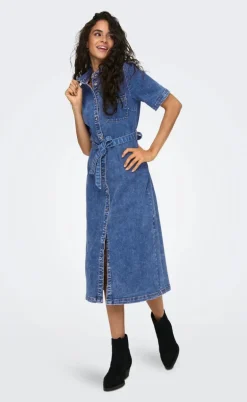 ONLY Kjole - Lana SS Long - Medium Blue Denim