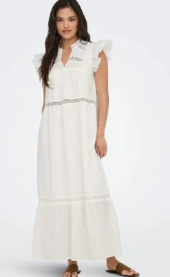 ONLY Kjole - Sunny Capsl Frill - Cloud Dancer