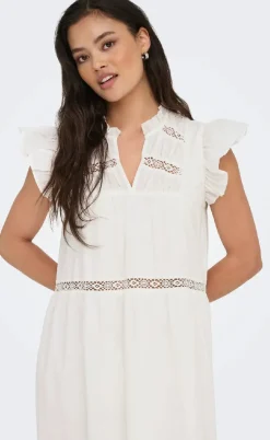 ONLY Kjole - Sunny Capsl Frill - Cloud Dancer