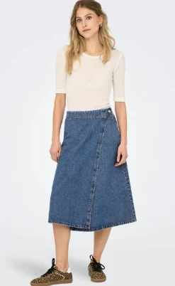 ONLY Nederdel - Thea Wrap Midi - Medium Blue Denim