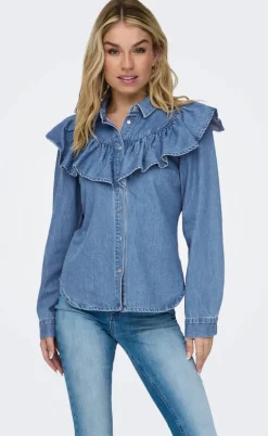 ONLY Skjorte - Indigo - Medium Blue Denim