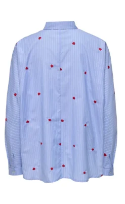ONLY Skjorte - Lina Grace - Moonlight Blue Stripe w. Red Heart
