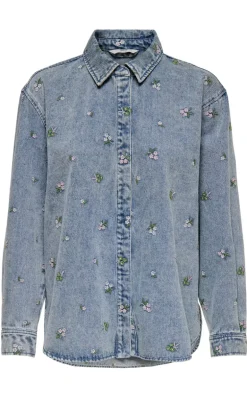ONLY Skjorte - Vera - Light Blue Denim/Flower
