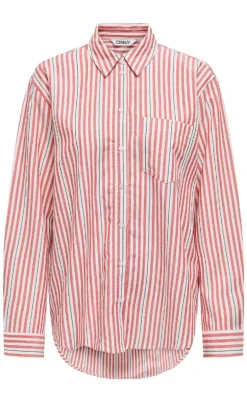 ONLY Skjorte - Windy Life - Cloud Dancer w. High Risk Red/Black