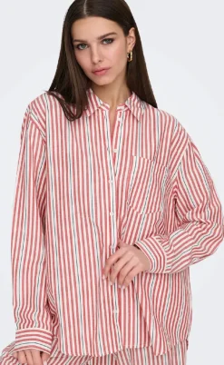 ONLY Skjorte - Windy Life - Cloud Dancer w. High Risk Red/Black