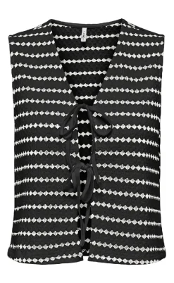 ONLY Vest - Eva Stripe - Black/Cloud Dancer