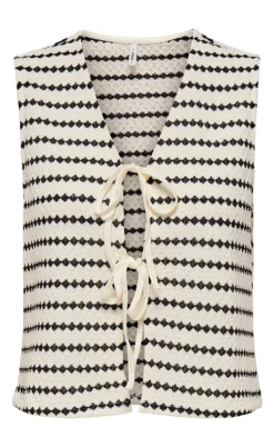 ONLY Vest - Eva Stripe - Cloud Dancer/Black