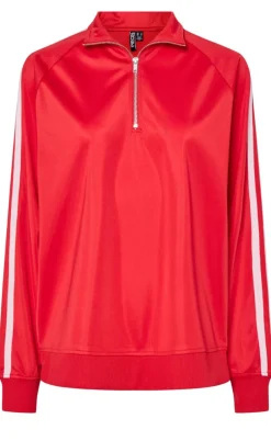 Pieces Bluse - Grace Zip - High Risk Red/Pink A Boo Stripe