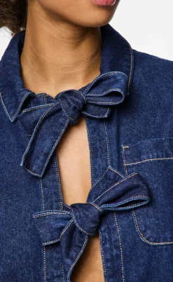 Pieces Bluse - Ofelia Bow - Medium Blue