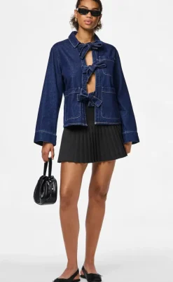 Pieces Bluse - Ofelia Bow - Medium Blue