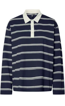 Pieces Bluse - Sadie - Maritime Blue/Cloud Dancer