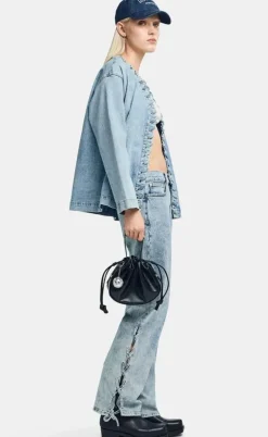 Pieces Bukser - Fenda MW Straight - Light Blue Denim