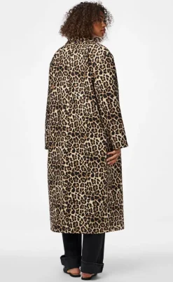 Pieces Frakke - Savannah Long - Black/Leo