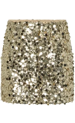 Pieces Nederdel - Disco - Gold Colour Sequins