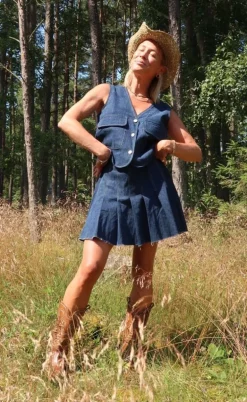 Pieces Nederdel - Fabia - Dark Blue Denim