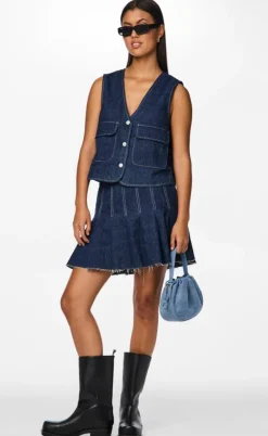 Pieces Nederdel - Fabia - Dark Blue Denim