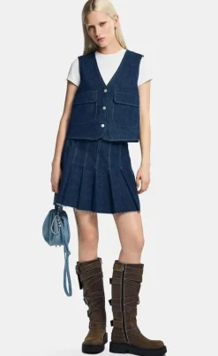 Pieces Nederdel - Fabia - Dark Blue Denim