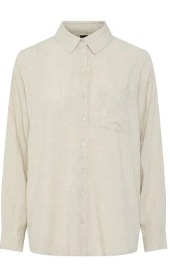 Pieces Skjorte - Pia - Birch/Melange