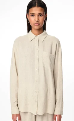 Pieces Skjorte - Pia - Birch/Melange