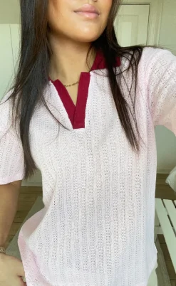 PIECES Top - Alysia - Pink Tulle/Rhubarb