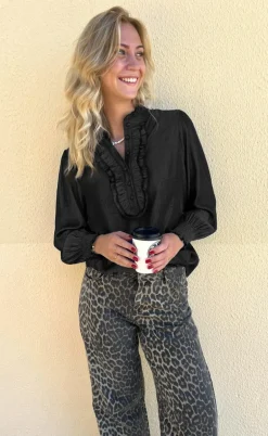 Say INA Copenhagen Bluse / Skjorte - Cami - Black Denim Look