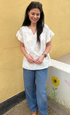 Say INA Copenhagen Bluse - Emma - Flower Embroidery