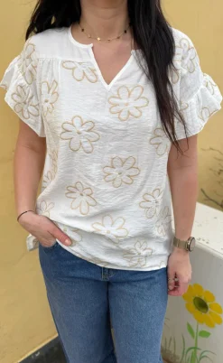 Say INA Copenhagen Bluse - Emma - Flower Embroidery