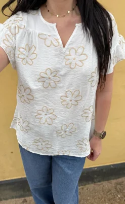 Say INA Copenhagen Bluse - Emma - Flower Embroidery